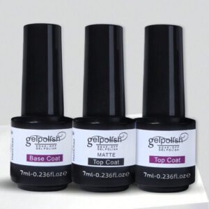 Ensemble De Vernis À Ongles En Gel, 3 Pièces De 7ml, Couche De Finition Mate Et Brillante, Sans Essuyage, Pour Salon De Manucure À Domicile, Bricolage, Vernis Gel D'estampage