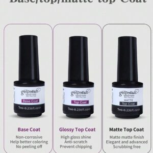 Ensemble De Vernis À Ongles En Gel, 3 Pièces De 7ml, Couche De Finition Mate Et Brillante, Sans Essuyage, Pour Salon De Manucure À Domicile, Bricolage, Vernis Gel D'estampage
