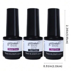 Ensemble De Vernis À Ongles En Gel, 3 Pièces De 7ml, Couche De Finition Mate Et Brillante, Sans Essuyage, Pour Salon De Manucure À Domicile, Bricolage, Vernis Gel D'estampage
