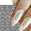 1 pièce Stickers pour ongles avec perle haute brillance, décoration de ligne française, art de transfert holographique, autocollants pour manucure DIY, accessoires et fournitures