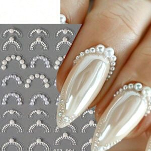 1 pièce Stickers pour ongles avec perle haute brillance, décoration de ligne française, art de transfert holographique, autocollants pour manucure DIY, accessoires et fournitures