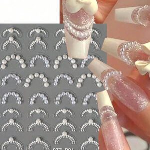 1 pièce Stickers pour ongles avec perle haute brillance, décoration de ligne française, art de transfert holographique, autocollants pour manucure DIY, accessoires et fournitures