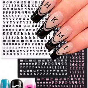 Ensemble de 3 pièces Autocollants d'ongle Y2K Style Noir Rose Blanc 3D Lettre simple Motif de dorure Autocollants d'art d'ongle pour une décoration d'art d'ongle de DIY