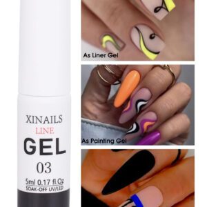 5ml Gel De Liner Noir Pour L'art Des Ongles, Vernis À Gel-peinture Pour Ongles Français En Ligne En Spirale Avec Un Pinceau Fin Intégré Pour Bouteille De Trempe De Dessin D'art De L'ongle