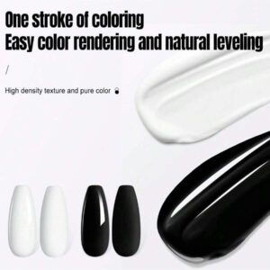 Vernis À Ongles En Gel Uv Couleur Noire Et Blanche / Vernis À Ongles Style Manucure Française Couleur Noire Et Blanche / Vernis À Ongles Noir Et Blanc /set Noir Et Blanc 8ml * 2 / Couverture En Un Trait / Couleur Pleine