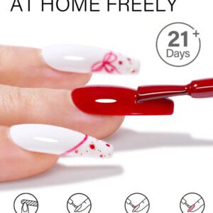 TOMICCA 7 pièces 8 ml Vernis à ongles gel blanc/noir/rouge/doré scintillant + base + top coat, set de vernis à ongles gel à effet longue durée, avec application brosse longue. Convient aux débutants pour une utilisation à la maison, aux salons de manucure professionnels ou comme cadeau. Kit de vernis à ongles gel à séchage UV/LED