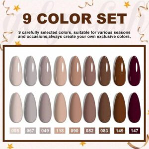 LIMEGIRL LIMEGIRL Ensemble de 9 vernis à ongles gel - 9 couleurs, kit de vernis à ongles gel rose, blanc, violet, noir à décollé. Kit de vernis à ongles cadeau pour femmes, vacances, kit de manucure maison DIY