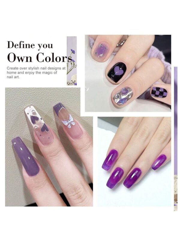 LIMEGIRL LIMEGIRL Ensemble de 9 vernis à ongles gel - 9 couleurs, kit de vernis à ongles gel rose, blanc, violet, noir à décollé. Kit de vernis à ongles cadeau pour femmes, vacances, kit de manucure maison DIY – Image 23