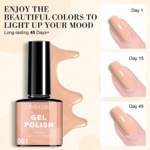 LIMEGIRL LIMEGIRL Ensemble de 9 vernis à ongles gel - 9 couleurs, kit de vernis à ongles gel rose, blanc, violet, noir à décollé. Kit de vernis à ongles cadeau pour femmes, vacances, kit de manucure maison DIY