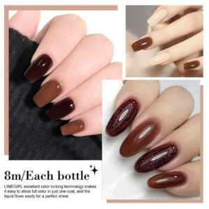 LIMEGIRL LIMEGIRL Ensemble de 9 vernis à ongles gel - 9 couleurs, kit de vernis à ongles gel rose, blanc, violet, noir à décollé. Kit de vernis à ongles cadeau pour femmes, vacances, kit de manucure maison DIY