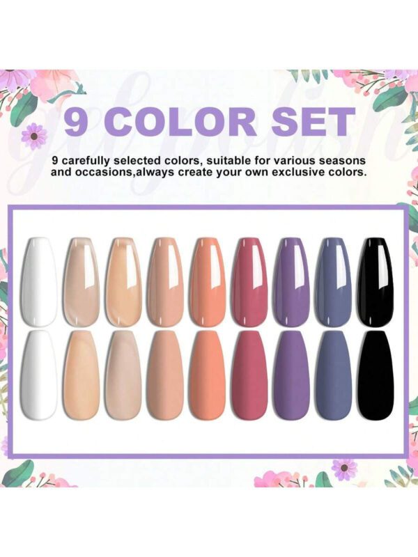 LIMEGIRL LIMEGIRL Ensemble de 9 vernis à ongles gel - 9 couleurs, kit de vernis à ongles gel rose, blanc, violet, noir à décollé. Kit de vernis à ongles cadeau pour femmes, vacances, kit de manucure maison DIY – Image 43