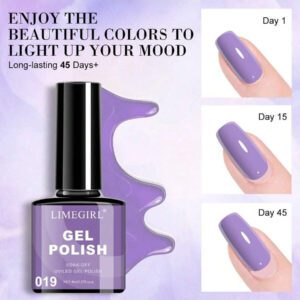 LIMEGIRL LIMEGIRL Ensemble de 9 vernis à ongles gel - 9 couleurs, kit de vernis à ongles gel rose, blanc, violet, noir à décollé. Kit de vernis à ongles cadeau pour femmes, vacances, kit de manucure maison DIY