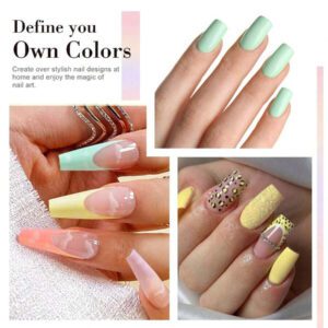 LIMEGIRL LIMEGIRL Ensemble de 9 vernis à ongles gel - 9 couleurs, kit de vernis à ongles gel rose, blanc, violet, noir à décollé. Kit de vernis à ongles cadeau pour femmes, vacances, kit de manucure maison DIY