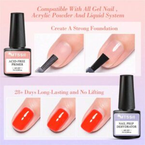 Ensemble de 5 vernis à ongles en gel, 7ml Set d'art d'ongle sans-acide, apprêt, produit déshydratant, base et couche de finition, aucune nécessité de lampe UV ou LED. Set de vernis à ongles mat, couche supérieure avec effet de polissage, dégraissant pour vernis à ongles en gel. Enveloppe pour vernis à ongle en gel avec lumière UV ou LED. Kit de manucure de vernis à ongle en gel pour les femmes, pour un usage domestique ou en salon de beauté, incluant des fournitures pour les ongles et de l'art DIY des ongles, un cadeau parfait