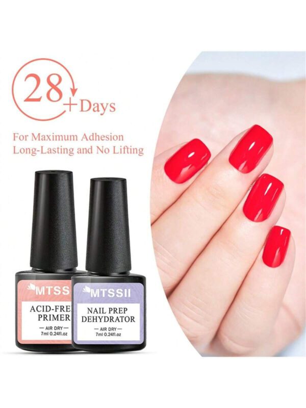 Ensemble de 5 vernis à ongles en gel, 7ml Set d'art d'ongle sans-acide, apprêt, produit déshydratant, base et couche de finition, aucune nécessité de lampe UV ou LED. Set de vernis à ongles mat, couche supérieure avec effet de polissage, dégraissant pour vernis à ongles en gel. Enveloppe pour vernis à ongle en gel avec lumière UV ou LED. Kit de manucure de vernis à ongle en gel pour les femmes, pour un usage domestique ou en salon de beauté, incluant des fournitures pour les ongles et de l'art DIY des ongles, un cadeau parfait – Image 13