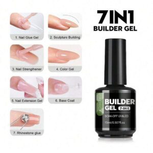 8,5 ml Sans Essuyage Vernis De Finition Brillant Gel Top Coat Base Coat 7 en 1 Gel Modeleur Vernis De Finition Mat - Finition Brillante Et Long-Lasting, Kit De Démarrage De Vernis À Ongles Gel Lampe À Ongles Amovible
