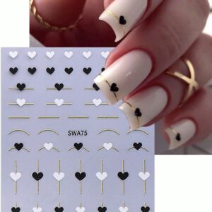 3D Autocollants d'ongles Fleurs en or blanc 2 pièces Cadre photo nœud métallique Lignes de graffiti asymétriques Motif de pétales floraux Design Printemps Été Style Y2K Décorations d'ongles autoadhésives Holographiques Décalcomanies Manucure de salon