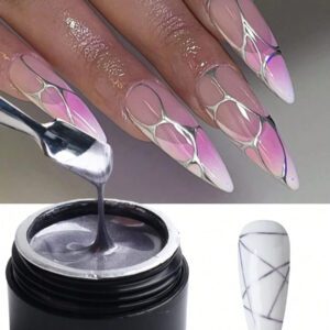FULL BEAUTY 8ML Y2K Esthétique Miroir Violet Métallique Peinture gel Ongle gel Polonais Dessin Français Ligne chrome Argent Miroir Scintillant UV gel