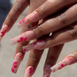3D Autocollants d'ongles Fleurs en or blanc 2 pièces Cadre photo nœud métallique Lignes de graffiti asymétriques Motif de pétales floraux Design Printemps Été Style Y2K Décorations d'ongles autoadhésives Holographiques Décalcomanies Manucure de salon