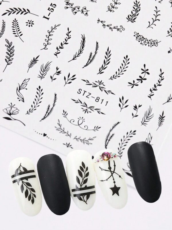 2 pièces Autocollants d'ongles 3D fleurs d'hibiscus, décoration d'été fleurs roses et blanches, décalcomanies d'ongles feuilles tropicales, feuilles de manucure – Image 4
