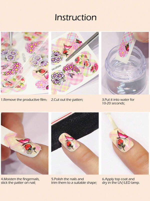 2 pièces Autocollants d'ongles 3D fleurs d'hibiscus, décoration d'été fleurs roses et blanches, décalcomanies d'ongles feuilles tropicales, feuilles de manucure – Image 13