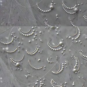 1 pièce 5D Autocollants de décoration pour nail art de style rétro japonais avec ligne de perles blanches et cristaux, DIY
