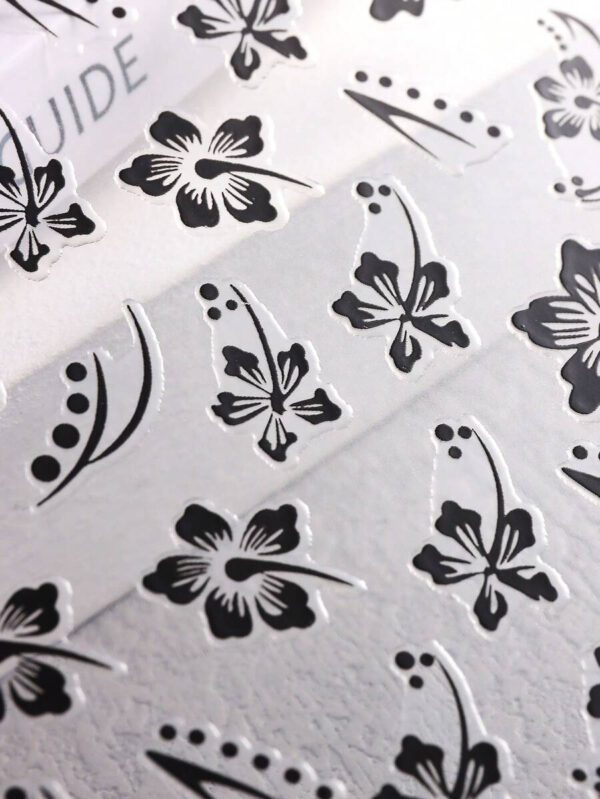 2 pièces Autocollants d'ongles 3D fleurs d'hibiscus, décoration d'été fleurs roses et blanches, décalcomanies d'ongles feuilles tropicales, feuilles de manucure – Image 29