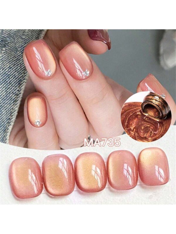 Mtssii Vernis à ongles gel magnétique doux en verre doré 7 ml pour une beauté des ongles style punk. Gel transparent et léger comme de l'eau pour le nail art. Paillettes d'or scintillantes, à décaper sous UV/LED. Fournitures pour manucure – Image 16