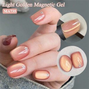 Mtssii Vernis à ongles gel magnétique doux en verre doré 7 ml pour une beauté des ongles style punk. Gel transparent et léger comme de l'eau pour le nail art. Paillettes d'or scintillantes, à décaper sous UV/LED. Fournitures pour manucure