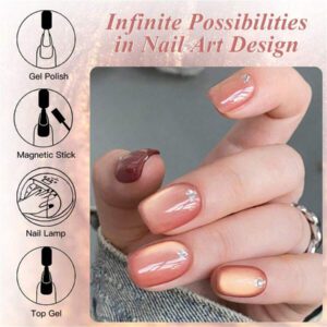 Mtssii Vernis à ongles gel magnétique doux en verre doré 7 ml pour une beauté des ongles style punk. Gel transparent et léger comme de l'eau pour le nail art. Paillettes d'or scintillantes, à décaper sous UV/LED. Fournitures pour manucure