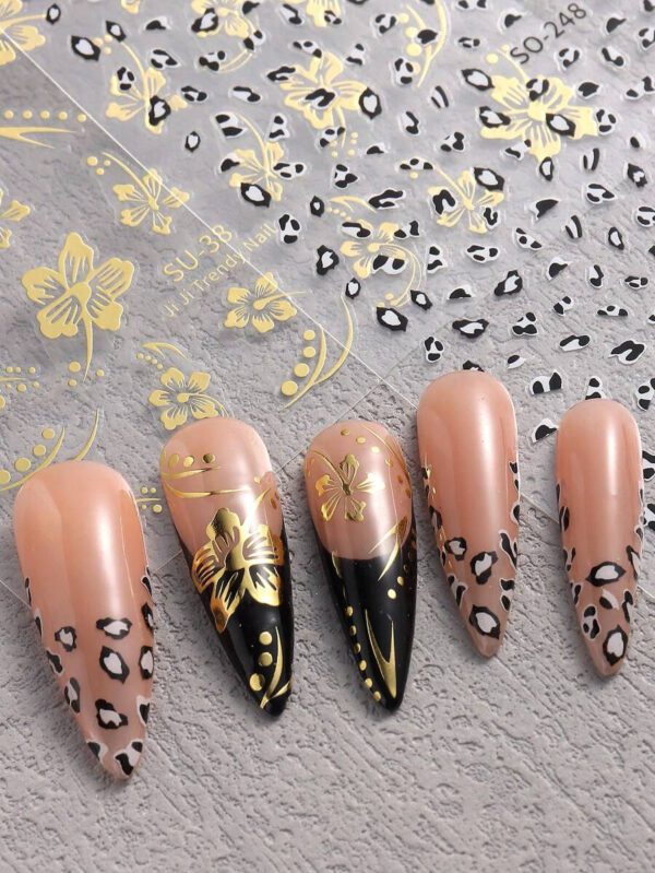 2 pièces Autocollants d'ongles 3D fleurs d'hibiscus, décoration d'été fleurs roses et blanches, décalcomanies d'ongles feuilles tropicales, feuilles de manucure – Image 41