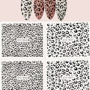 4 pièces Sticker pour ongles à motif d'animal noir sans adhésif, charmes d'ongles DIY, pierres précieuses d'ongles, fournitures d'ongles