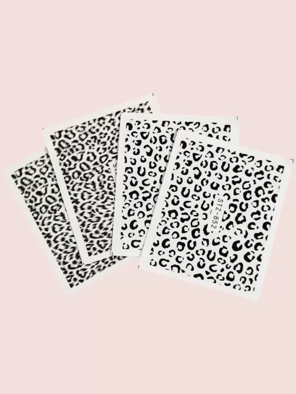 4 pièces Sticker pour ongles à motif d'animal noir sans adhésif, charmes d'ongles DIY, pierres précieuses d'ongles, fournitures d'ongles – Image 5