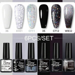 Ensemble de vernis à ongles en gel FTMY de 6 pièces - Kit de vernis à gel de 6 couleurs avec couche de base et couche supérieure mate ou brillante, cadeau pour femmes de la série violette