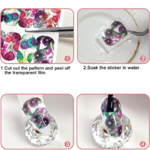 4 pièces Sticker pour ongles à motif d'animal noir sans adhésif, charmes d'ongles DIY, pierres précieuses d'ongles, fournitures d'ongles