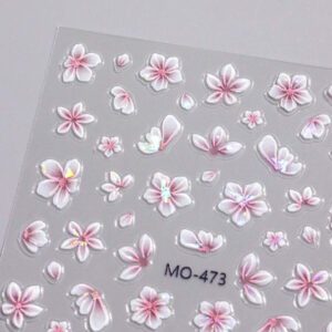 2 pièces Autocollants pour ongles fleurs de camélia rose aurore, fleurs de cerisier holographiques gaufrées, accessoires de mariage pour ongles, décalcomanies décoratives. Appliquez une couche de vernis à ongles transparent ou de top coat sur la surface et vos ongles auront un aspect plus beau et les autocollants pour ongles dureront plus longtemps.
