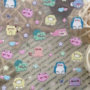 pokemon Autocollants d'ongles en relief Pokémon 2025 avec dos adhésif imperméable, autocollants de décoration d'ongles 3D mignons et réalisables en forme de canard