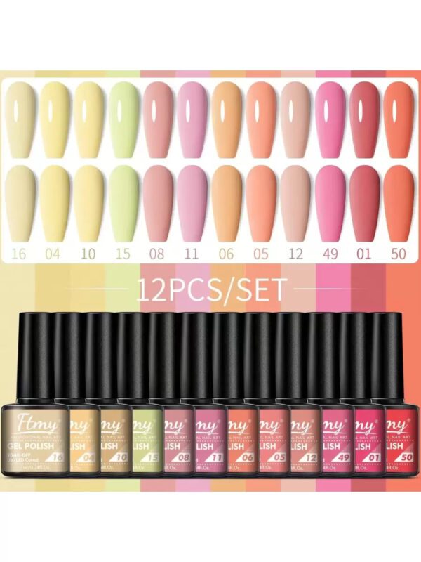 Ensemble De Vernis À Ongles En Gel Ftmy 12 Pièces - Ensemble De Vernis À Ongles De Base En Gel De 12 Couleurs, Ensemble De Vernis À Ongles Avec Finition Mate Et Brillante, Cadeau Pour Femmes – Image 2