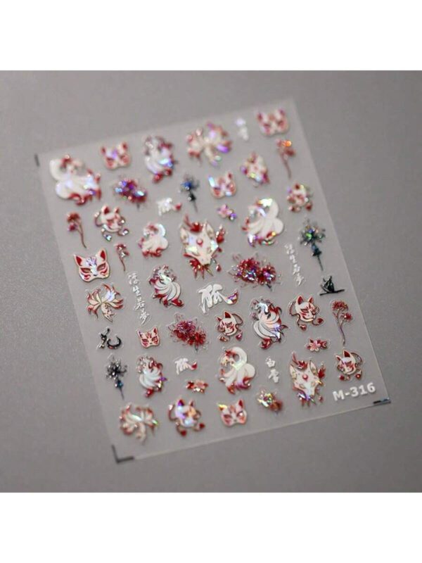 1 pièce Stickers d'art d'ongle 5D, autocollants d'art d'ongle auto-adhésifs de cœur de dentelle rose de nœud papillon doux, autocollants de manucure DIY – Image 24