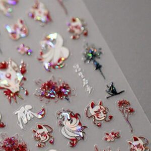 1 pièce Stickers d'art d'ongle 5D, autocollants d'art d'ongle auto-adhésifs de cœur de dentelle rose de nœud papillon doux, autocollants de manucure DIY