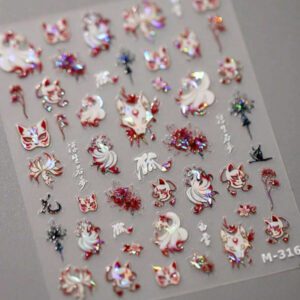 1 pièce Stickers d'art d'ongle 5D, autocollants d'art d'ongle auto-adhésifs de cœur de dentelle rose de nœud papillon doux, autocollants de manucure DIY