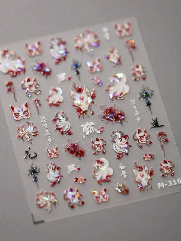 1 pièce Stickers d'art d'ongle 5D, autocollants d'art d'ongle auto-adhésifs de cœur de dentelle rose de nœud papillon doux, autocollants de manucure DIY – Image 29