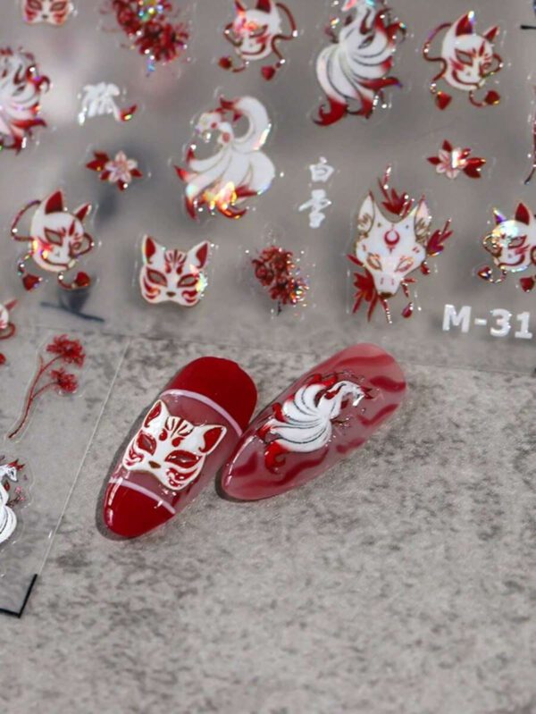 1 pièce Stickers d'art d'ongle 5D, autocollants d'art d'ongle auto-adhésifs de cœur de dentelle rose de nœud papillon doux, autocollants de manucure DIY – Image 30