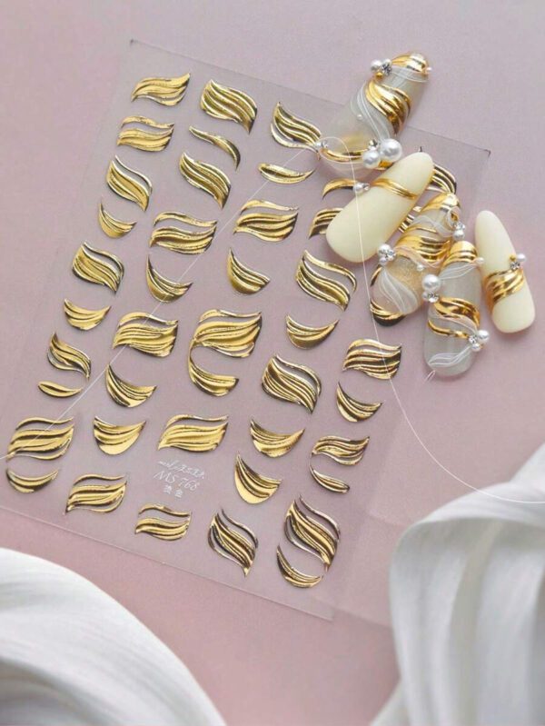 1 pièce Stickers d'art d'ongle 5D, autocollants d'art d'ongle auto-adhésifs de cœur de dentelle rose de nœud papillon doux, autocollants de manucure DIY – Image 34