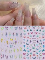 2 pièces Autocollants d'art pour ongles décalques 5D gaufrés à motifs de fleurs bleues. Designs d'art pour ongles avec fleurs dégradées, motifs de vignes et texture de pétales. Feuilles de recouvrement complet pour décoration des ongles. Accessoires de manucure. – Image 34