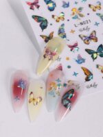 2 pièces Autocollants d'art pour ongles décalques 5D gaufrés à motifs de fleurs bleues. Designs d'art pour ongles avec fleurs dégradées, motifs de vignes et texture de pétales. Feuilles de recouvrement complet pour décoration des ongles. Accessoires de manucure. – Image 37