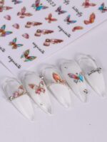 2 pièces Autocollants d'art pour ongles décalques 5D gaufrés à motifs de fleurs bleues. Designs d'art pour ongles avec fleurs dégradées, motifs de vignes et texture de pétales. Feuilles de recouvrement complet pour décoration des ongles. Accessoires de manucure. – Image 40