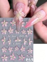 1 pièce Autocollants d'ongles avec fleurs de Sakura et d'hibiscus jaunes en relief, pétales élégants, transferts fleuris pour l'été, autocollants adhésifs de manucure, accessoires de décoration de manucure DIY, outils pour salon de manucure – Image 5