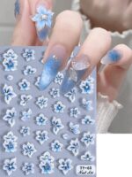 1 pièce Autocollants d'ongles avec fleurs de Sakura et d'hibiscus jaunes en relief, pétales élégants, transferts fleuris pour l'été, autocollants adhésifs de manucure, accessoires de décoration de manucure DIY, outils pour salon de manucure – Image 7