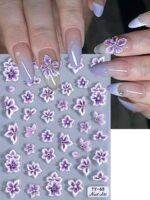 1 pièce Autocollants d'ongles avec fleurs de Sakura et d'hibiscus jaunes en relief, pétales élégants, transferts fleuris pour l'été, autocollants adhésifs de manucure, accessoires de décoration de manucure DIY, outils pour salon de manucure – Image 8